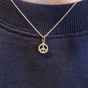 *REAL* Diamond peace sign necklace